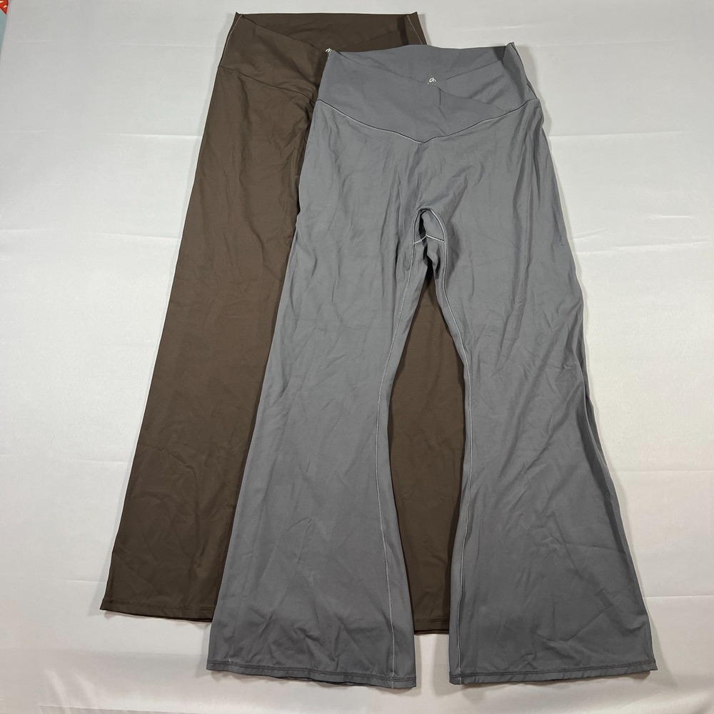 Lot Of 2 Sunzel Flare Legging Women 2XL Brown Gray Crossover Waist Tummy Control